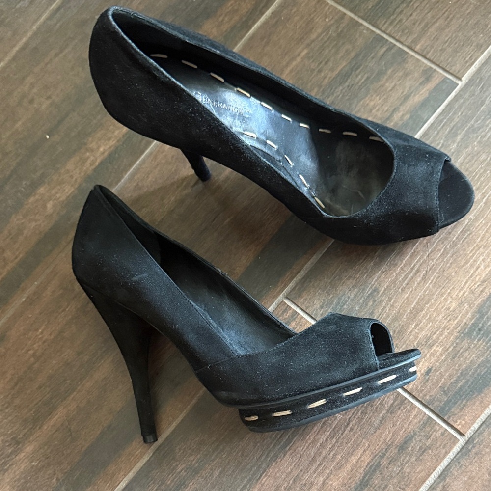 BCBGeneration Black Peep-Toe Heels